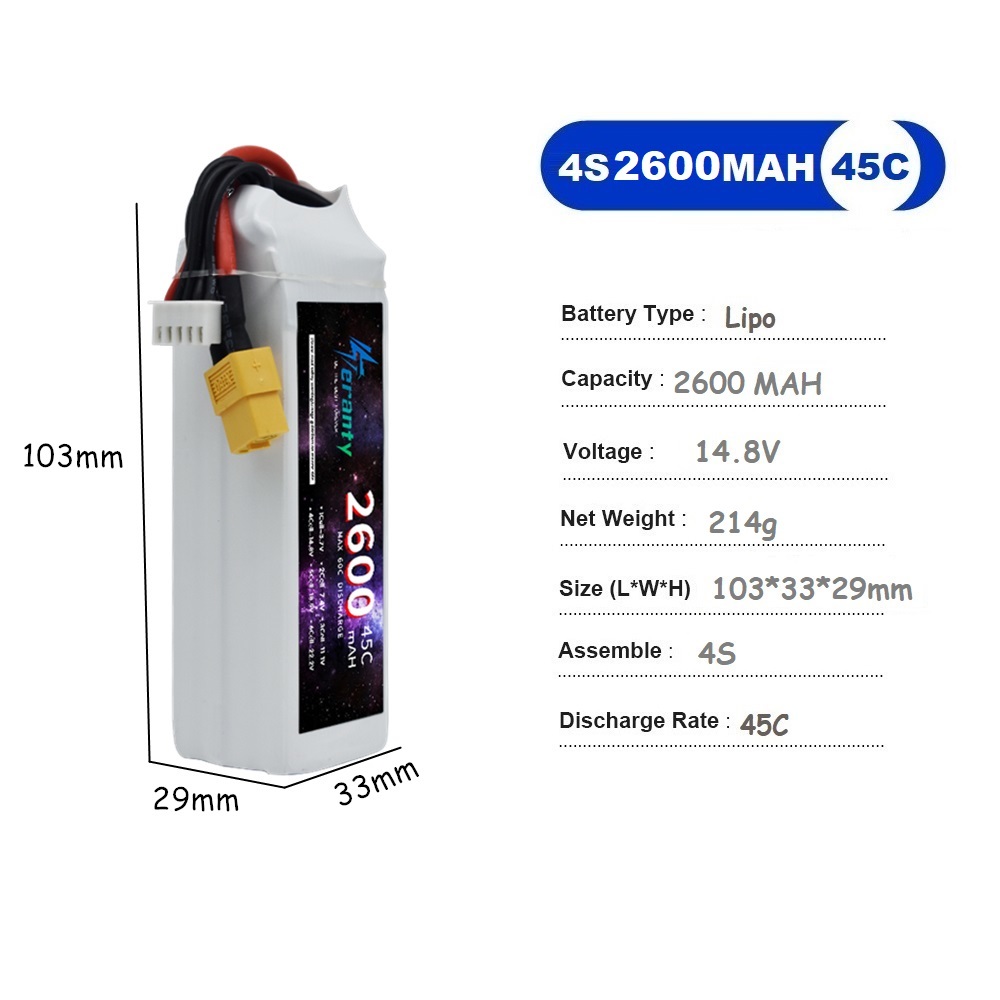 4S LiPo Battery 14.8V 1500mah  - огляд і ціна Drone Battery Li-Ion