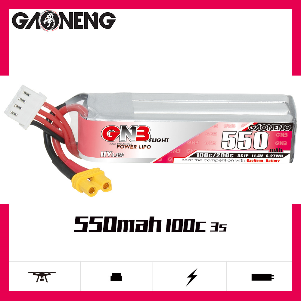 GNB HV 11.4V 550mAh 100C/200C  - огляд і ціна Drone Battery 3S