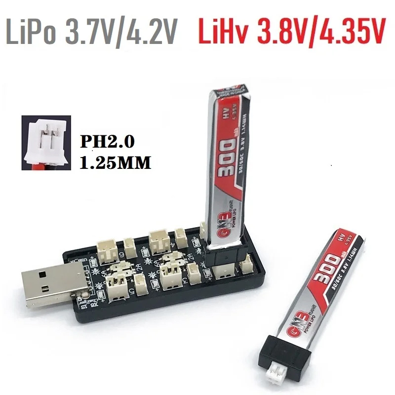 6CH USB 1S LiPo/LiHv 3.7V/4.2V - огляд і ціна Drone Battery Connector